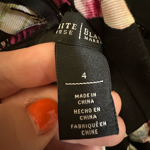 White House Black Market Floral Sleeveless Dress - Black and Pink - Picture 9 of 9